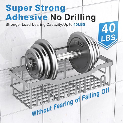 EUDELE Shower Caddy - 2 Pack Adhesive Organizer for Bathroom & Kitchen Storage | Rustproof Stainless Steel