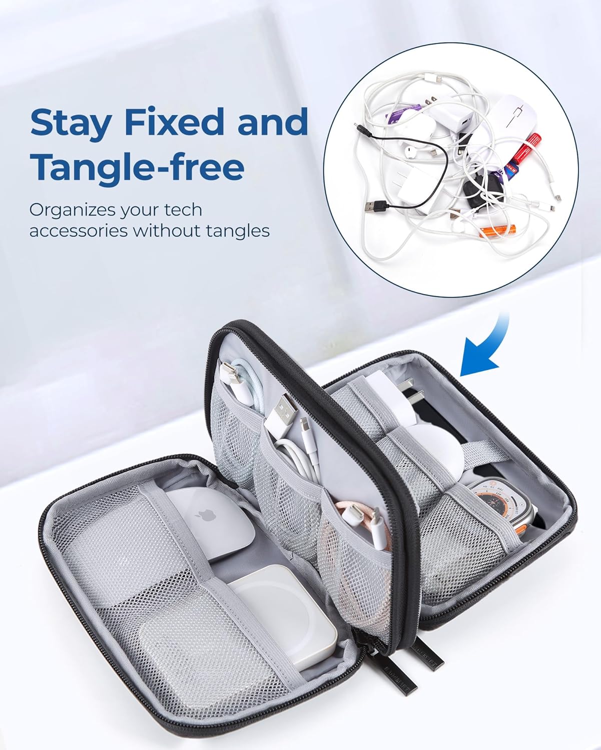 BAGSMART Electronics Organizer Travel Case, Cable Charger Cord Tech Organizer Pouch for Phone Charger Accessories