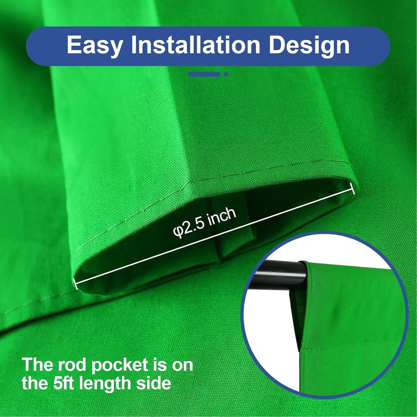 EMART 5x7ft 2 Green Screen Backdrop, Polyester Wrinkle-Resistant Curtain Fabric, Chroma-Key greenscreen Cloth Sheet