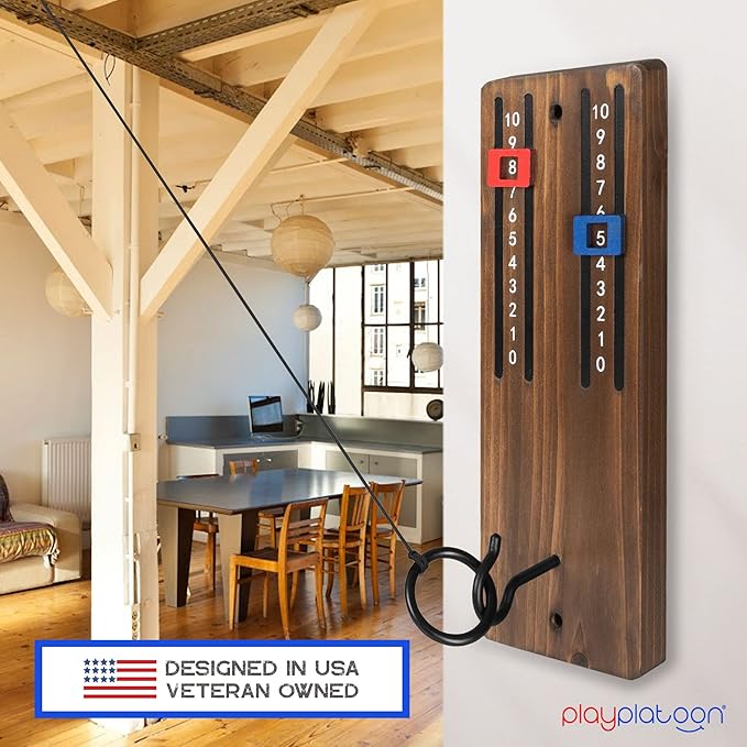 Play Platoon Hook and Ring Toss Bar Game for Adults - Wood Toss Ring Game for Adults - Perfect Home, Basements, & Bar Gifts