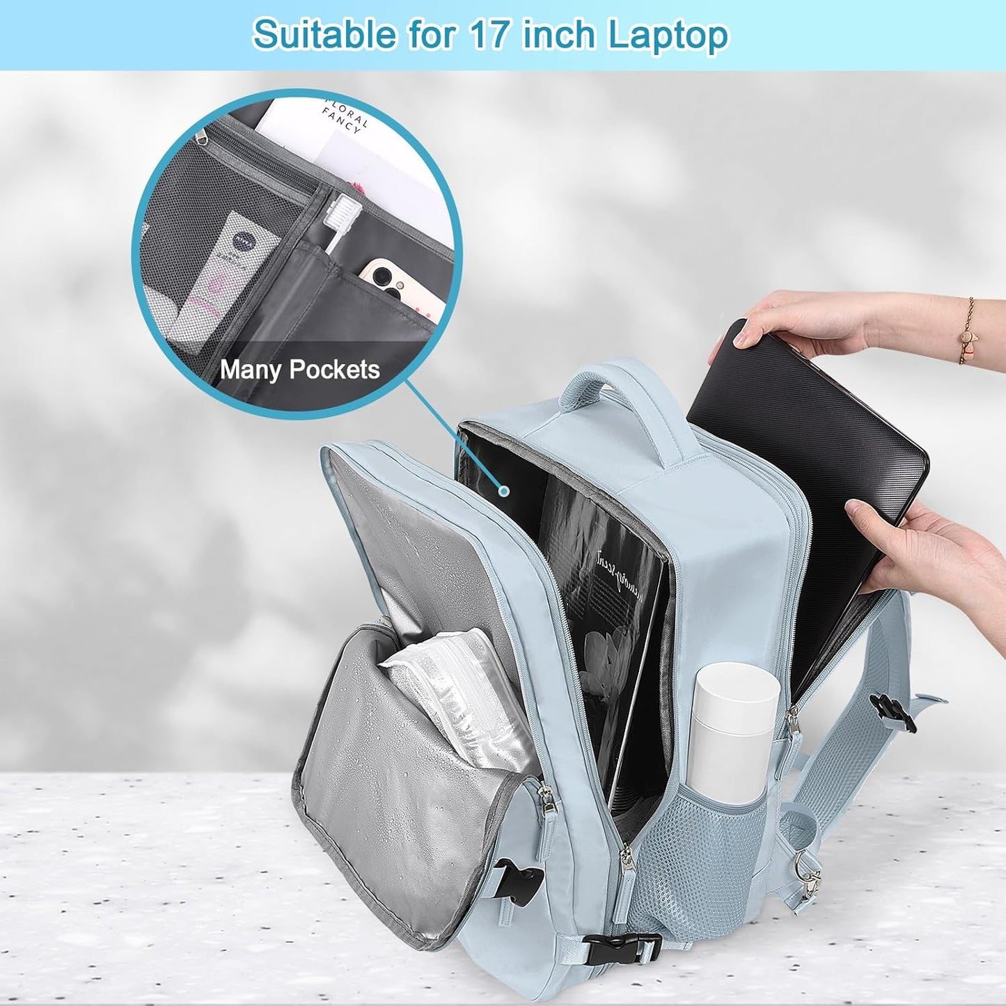 Backpack 17 Inch Sinaliy Large Expandable Travel for Men and Women, Laptop, Waterproof, Casual, College, Business