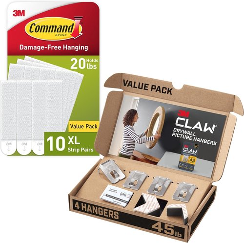 Command X-Large Picture Hanging Strips - 45 lb. Drywall Hangers with Spot Markers | 4 Hangers & 10 Strips