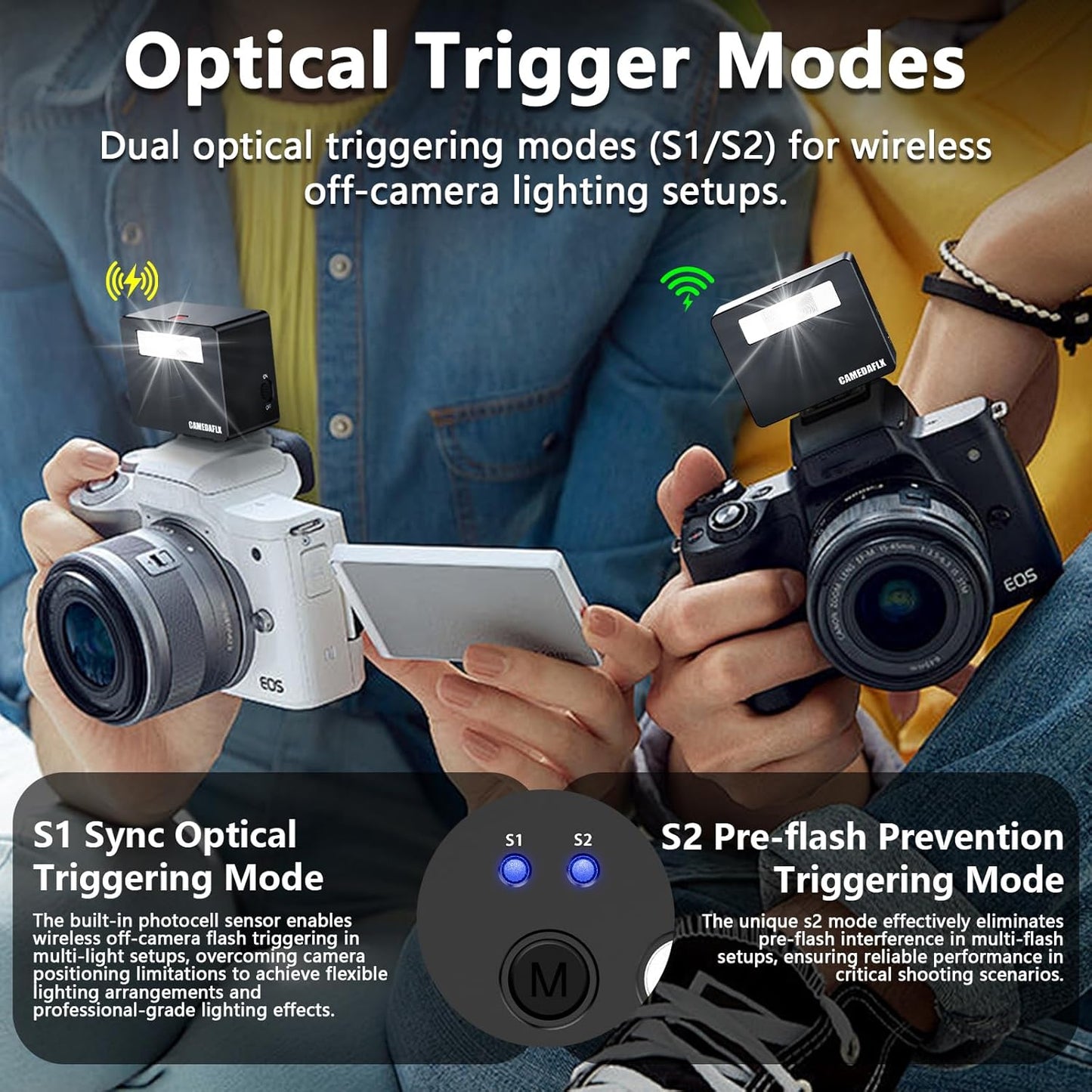 CAMEDAFLX CF1 GN15,7 GR3/Canon/Nikon/Sony ZV1/Fuji/Mini Mini Camera Flash Aluminum Camera Flash Power Levels Hot Shoe