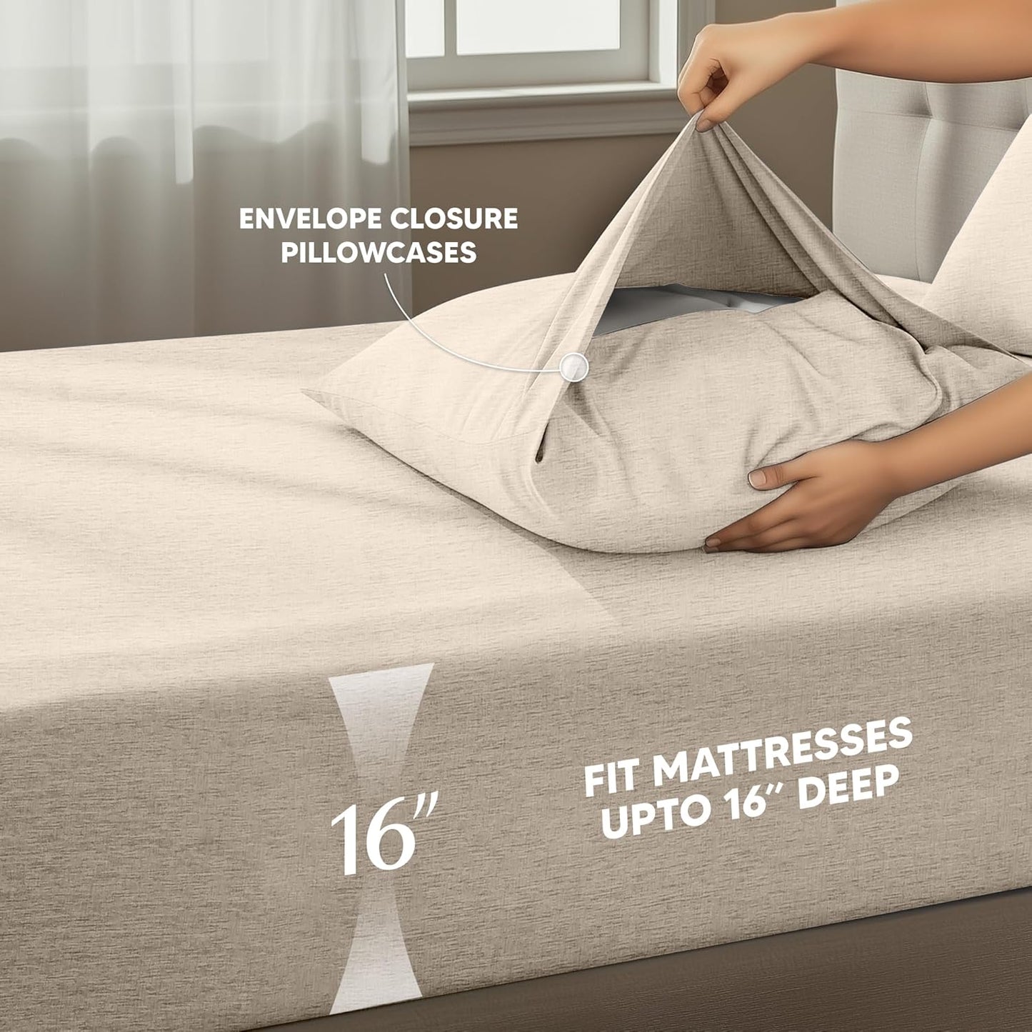 Utopia Bedding King Size Sheet Set - Soft & Breathable 4-Piece Microfiber Bed Sheets | Oeko-Tex Certified (Heather Beige)