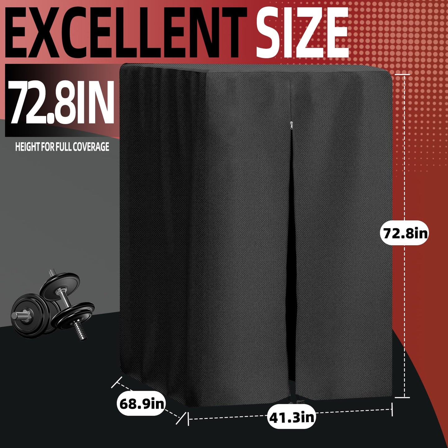 MRWiZMS Protective Cover for Home Gym Set with Waterproof Zipper, Waterproof Cover for Power Tower/Pull Up Dip Station Heavy Duty, 420D Oxford Cloth UV Resistant, Dustproof, Universal