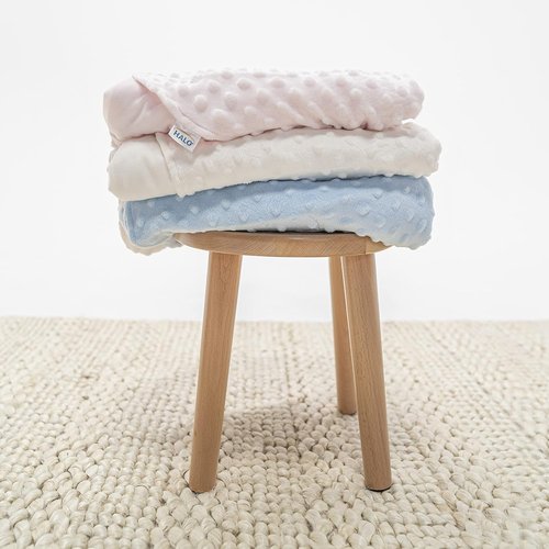 HALO Sleepsack Swaddle - Plush Dot Velboa Adjustable Swaddle Blanket | TOG 3.0 for Cool Climates, Blue, Newborn (0-3 Months)