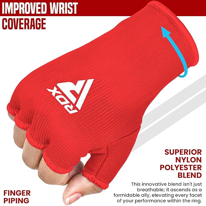 RDX Boxing Hand Wraps Inner Gloves Men Women, Half Finger Elasticated Bandages, Under Mitts Fist Protection, Muay Thai, Kickboxing, MMA, Martial Arts Speed Bag Punching Training