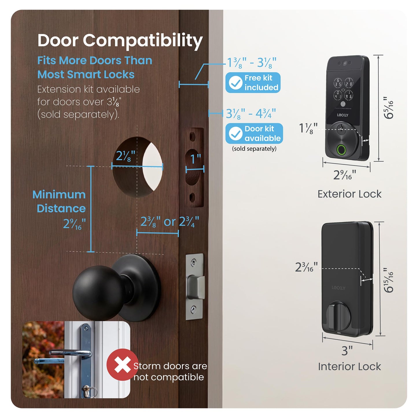 Lockly Visage Zeno Series Smart Lock, Facial Recognition & Fingerprint Keyless Entry Door Lock, Built-in Wi-Fi Deadbolt with Apple Home Key, PIN Genie Keypad, App Remote Control (Matte Black)