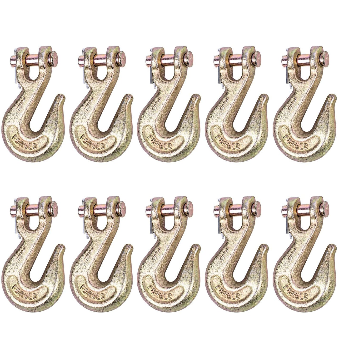 Lechansen 3/8'' G80 Clevis Grab Hook,10 Pack Heavy Duty Grade 80 Transport Chain Hooks 3/8 Inch Tow Hook for G80 Chains and Binders, 7,100 Lbs Working Load Limit
