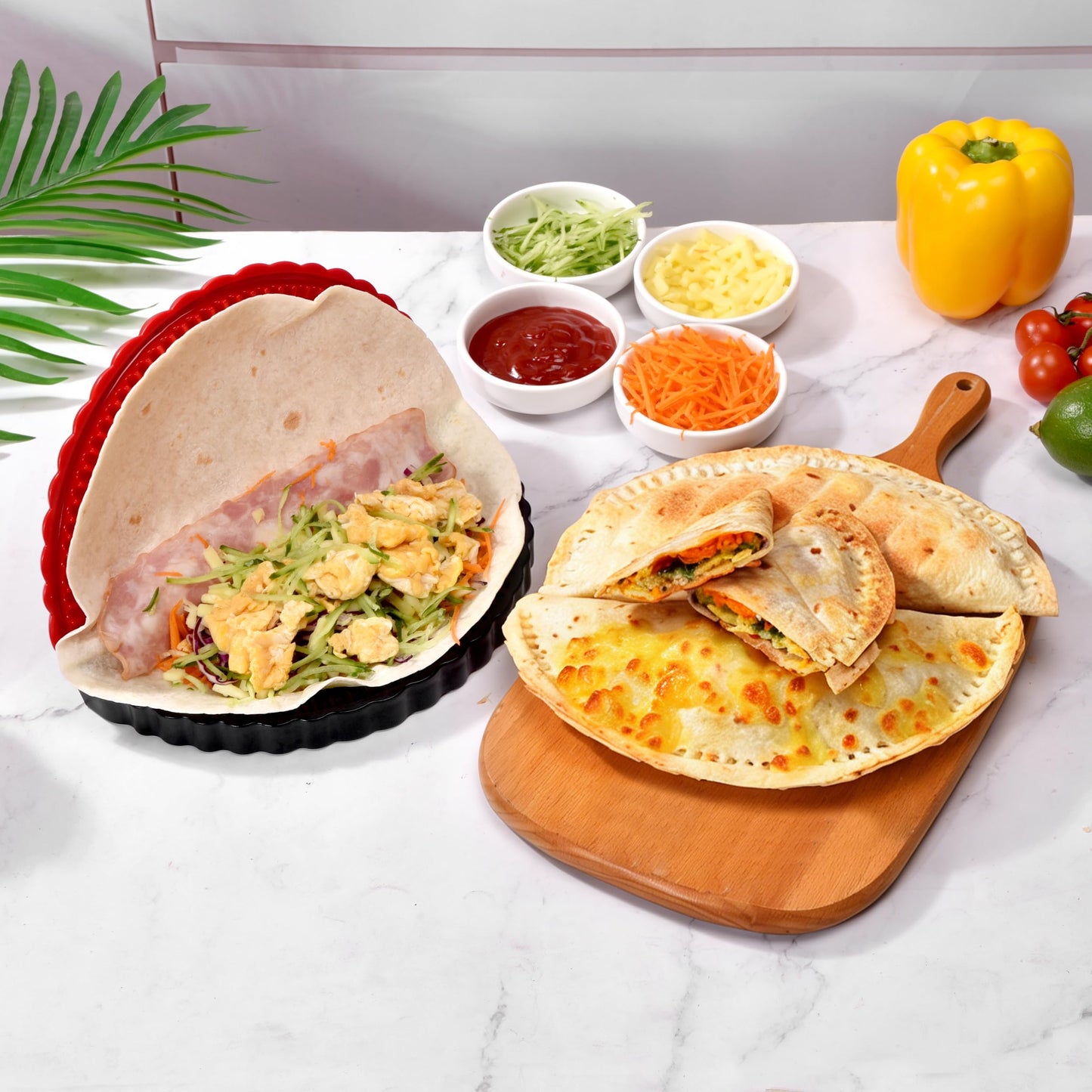 Tortilla Sealer + Crimper Press Bundle - Quesadilla Maker for Large 10", Medium 8" & Small 6" Flour Tortillas | Burritos, Empanadas, Dumplings, Sandwiches | Air Fryer Friendly | Dishwasher Safe
