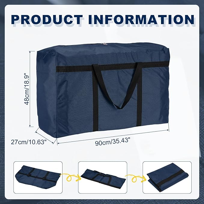 Extra Large Duffle Bag, 35 x 19 x 11 in Travel Big Duffle Bag with Zipper Handle Storage Foldable Waterproof Lightweight Bag for Women Men Travel Moving Camping (Dark Blue)
