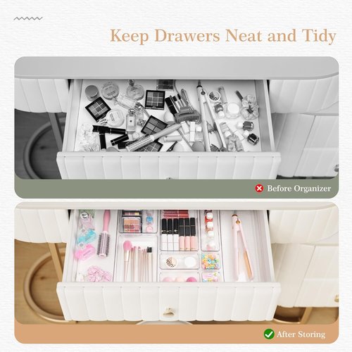 Criusia Drawer Organizer Set - 12 Clear Plastic Storage Bins for Kitchen, Bathroom & Office | 4 Versatile Sizes