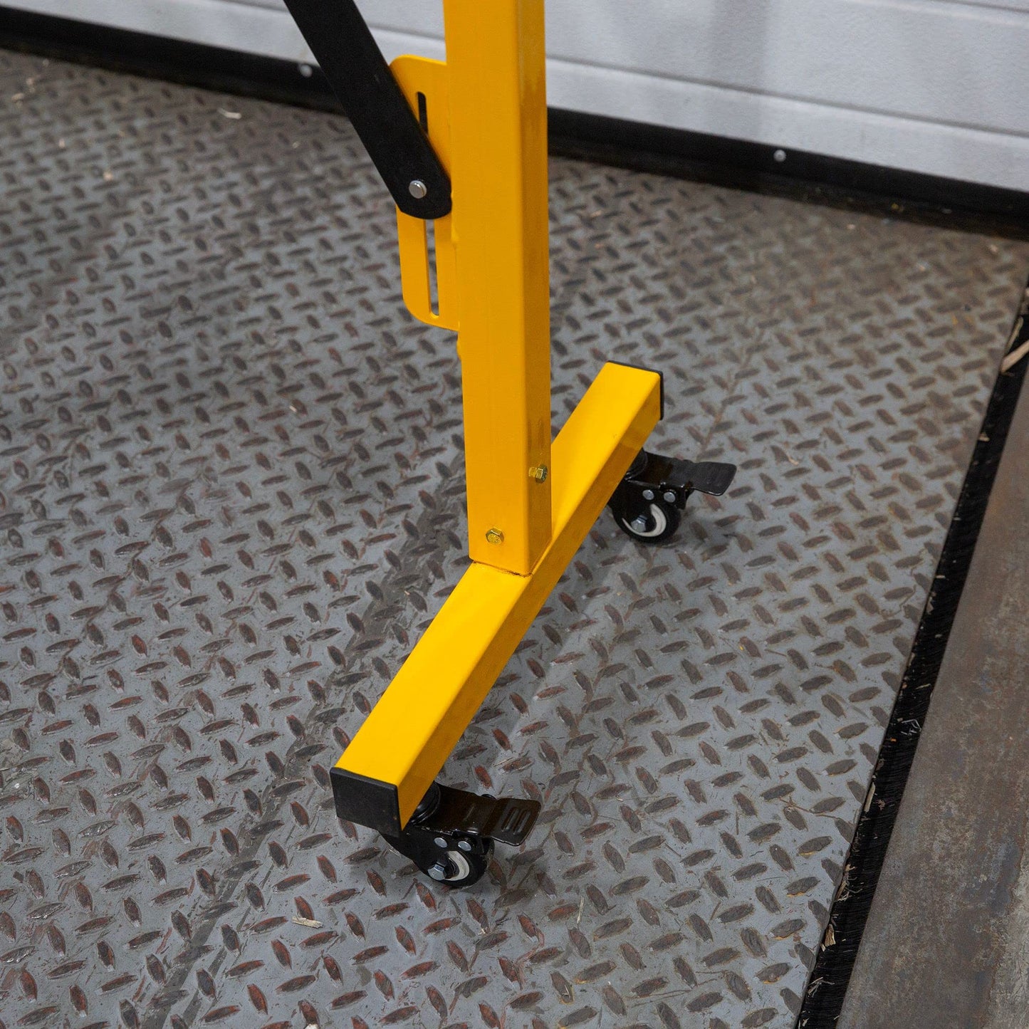Guardian Expandable Steel Safety Barrier with Locking Wheels, Collapsible Traffic Control Barricade for Parking, Garage, Construction and Outdoor Use