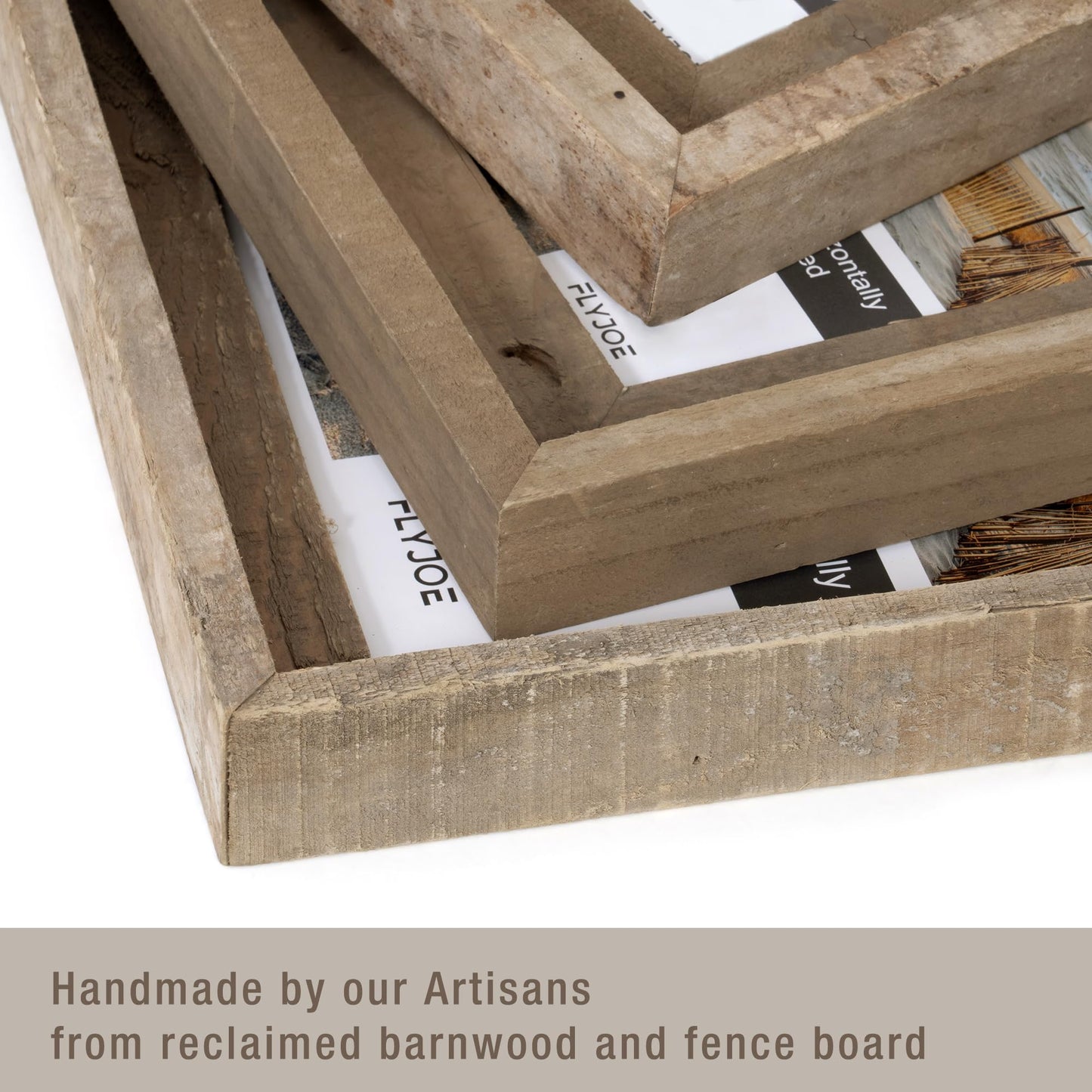 Rustic 5x7 Picture Frames, Reclaimed Barnwood Photo Frames with HD Tempered Glass, Distressed Family Gallery Corner, Horizontal and Vertical Wall Mounting & Table-top Display with Hardware, Set of 2