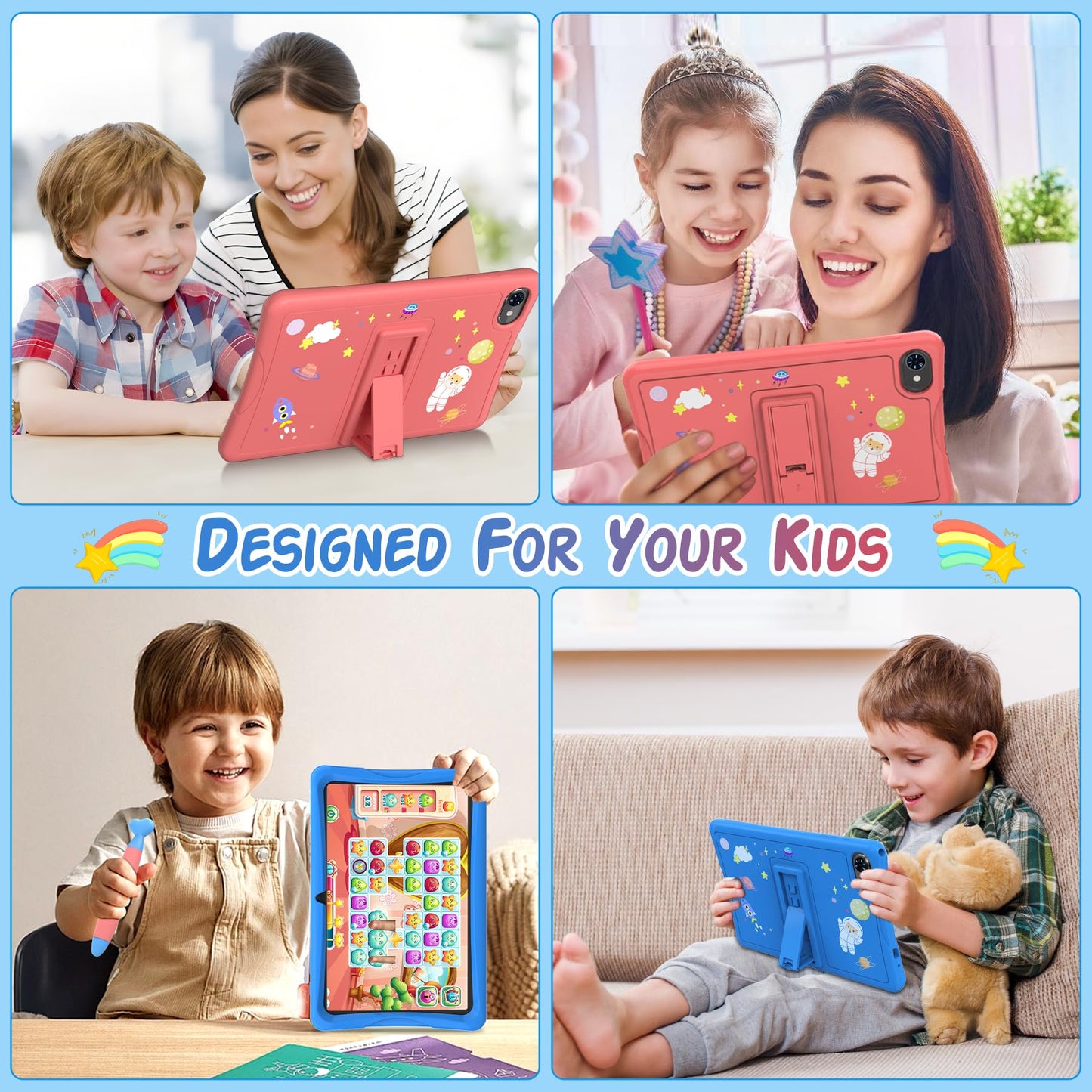 2026 Upgraded TABWEE Kids Tablet 10 Inch, Latest Android 15 Tablet for Kids Ages 6-12, 12GB RAM 64GB ROM (Expandable 2TB), HD Eye-Care Display, Parental Control, WiFi, Kid-Proof Case & Stylus Included