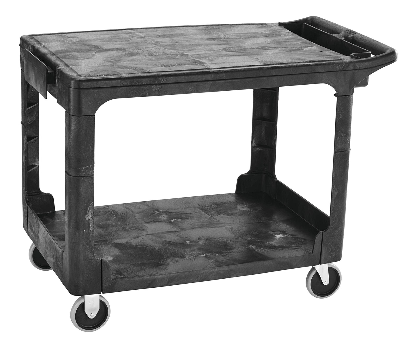 Rubbermaid Commercial Products 2-Shelf Utility/Service Cart Medium Flat Shelves Storage Handle 500 lbs. Capacity for Warehouse/Garage/Cleaning/Manufacturing