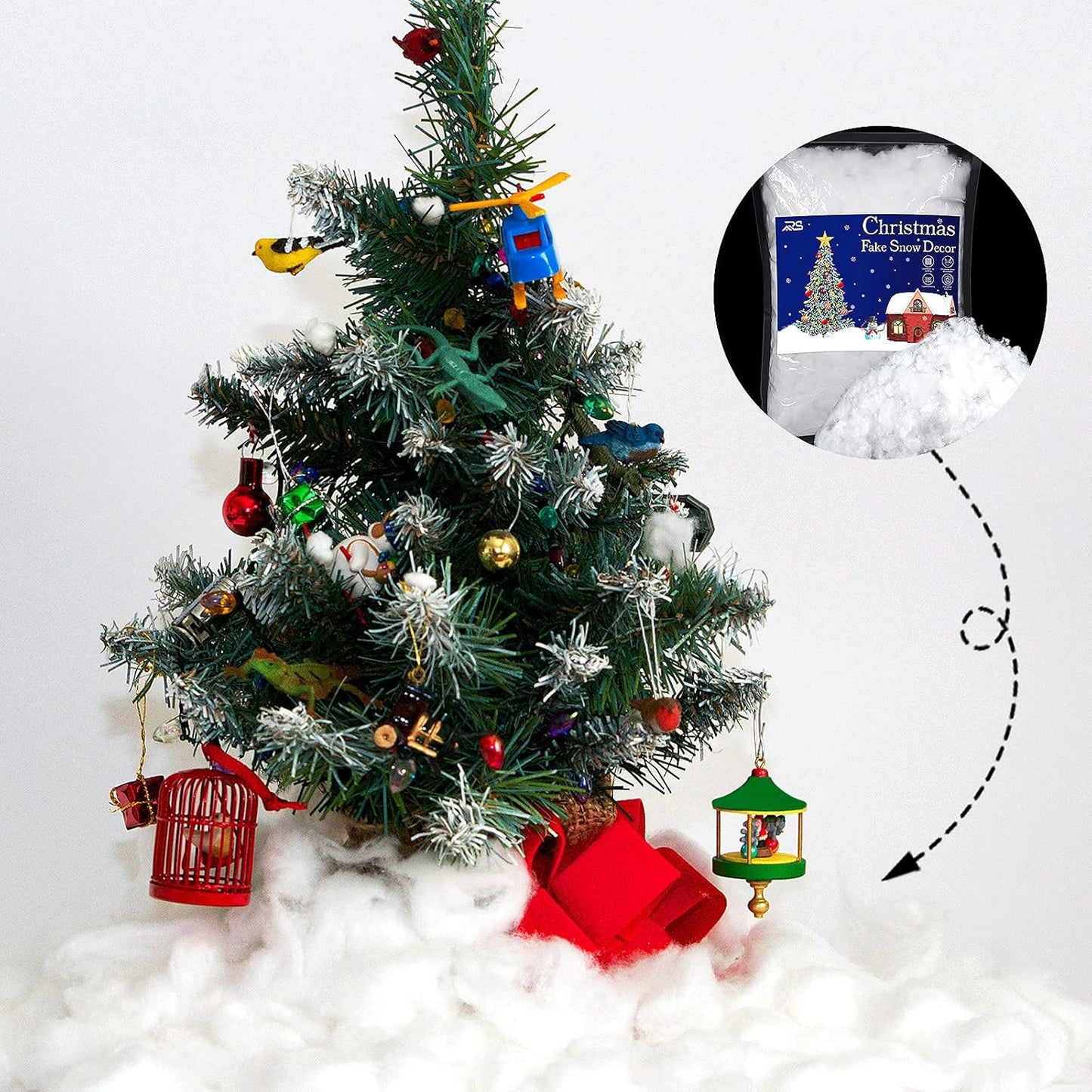 Ruisita Artificial Snow - Fluffy Snow Fiber for Christmas Decor | 35.3 Ounces for Holiday Displays
