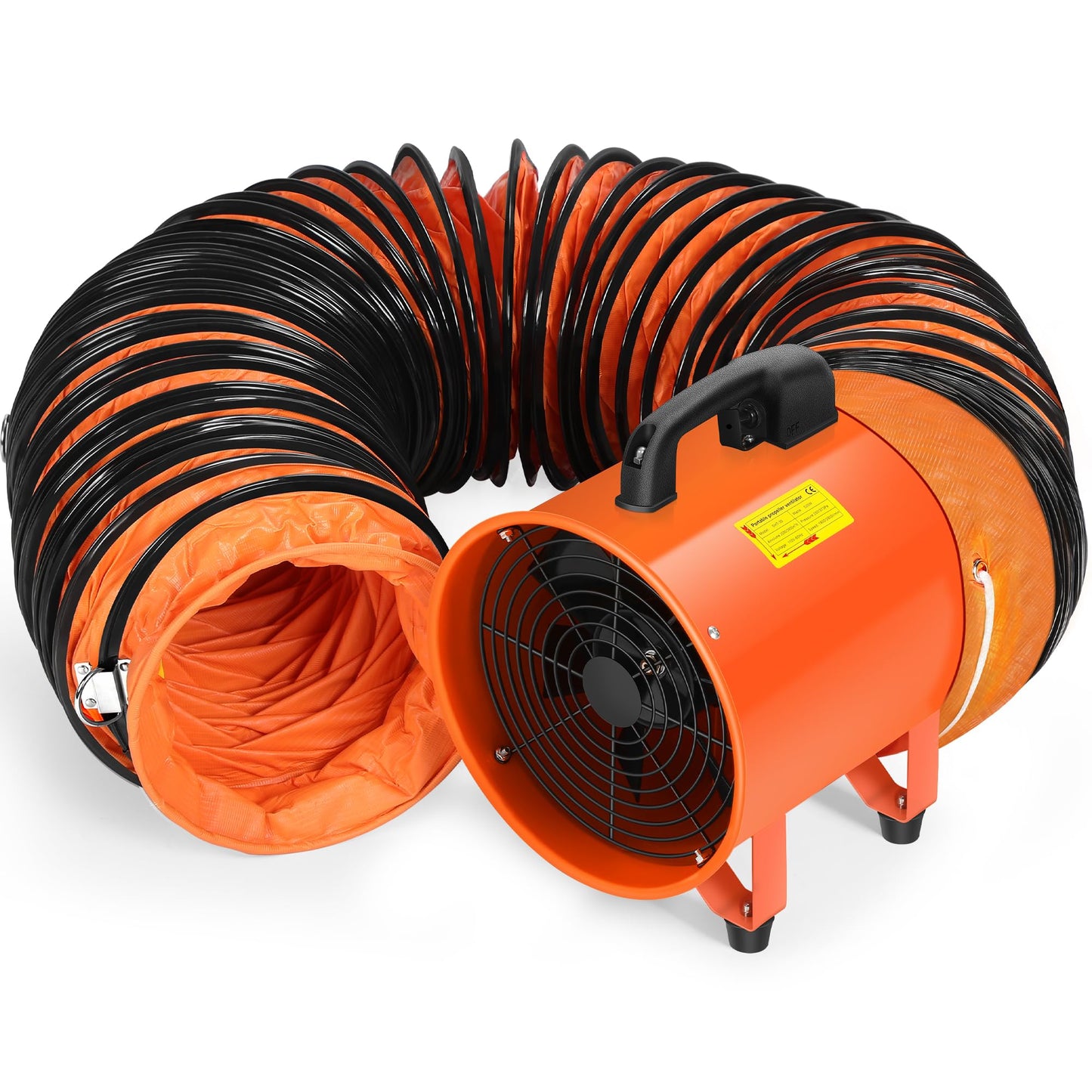 Rengue 12 Inch Utility Blower/Exhaust Fan with 32.8ft Duct Hose, 1900 or 2800r/min Two Modes Heavy Duty Ventilation Fan, High Velocity Extraction and Ventilation with Flexible PVC Hose