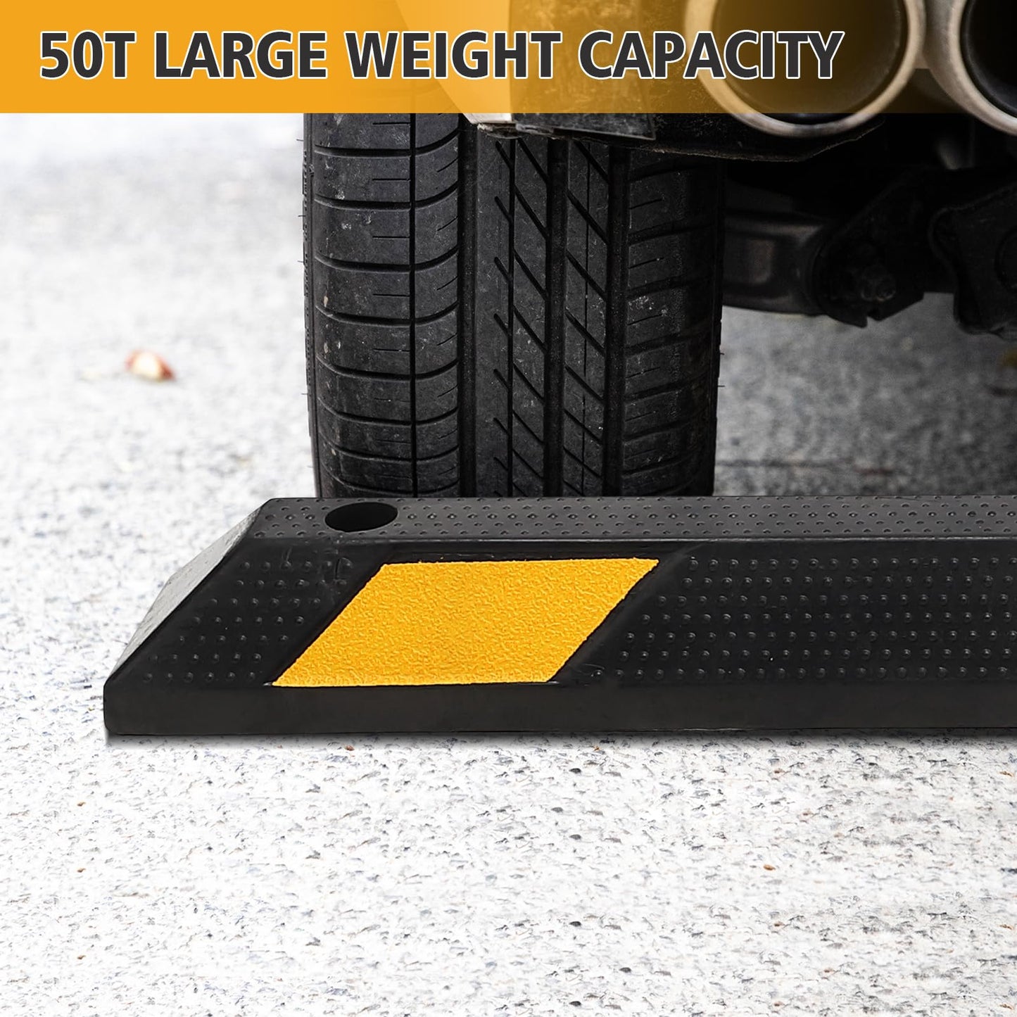Garvee 72 Inch Rubber Parking Curb Set of 2, Wheel Stopper for Garage and Driveway, Parking Stop Block for Consistent Parking Positioning, 183 x 15 x 10 cm