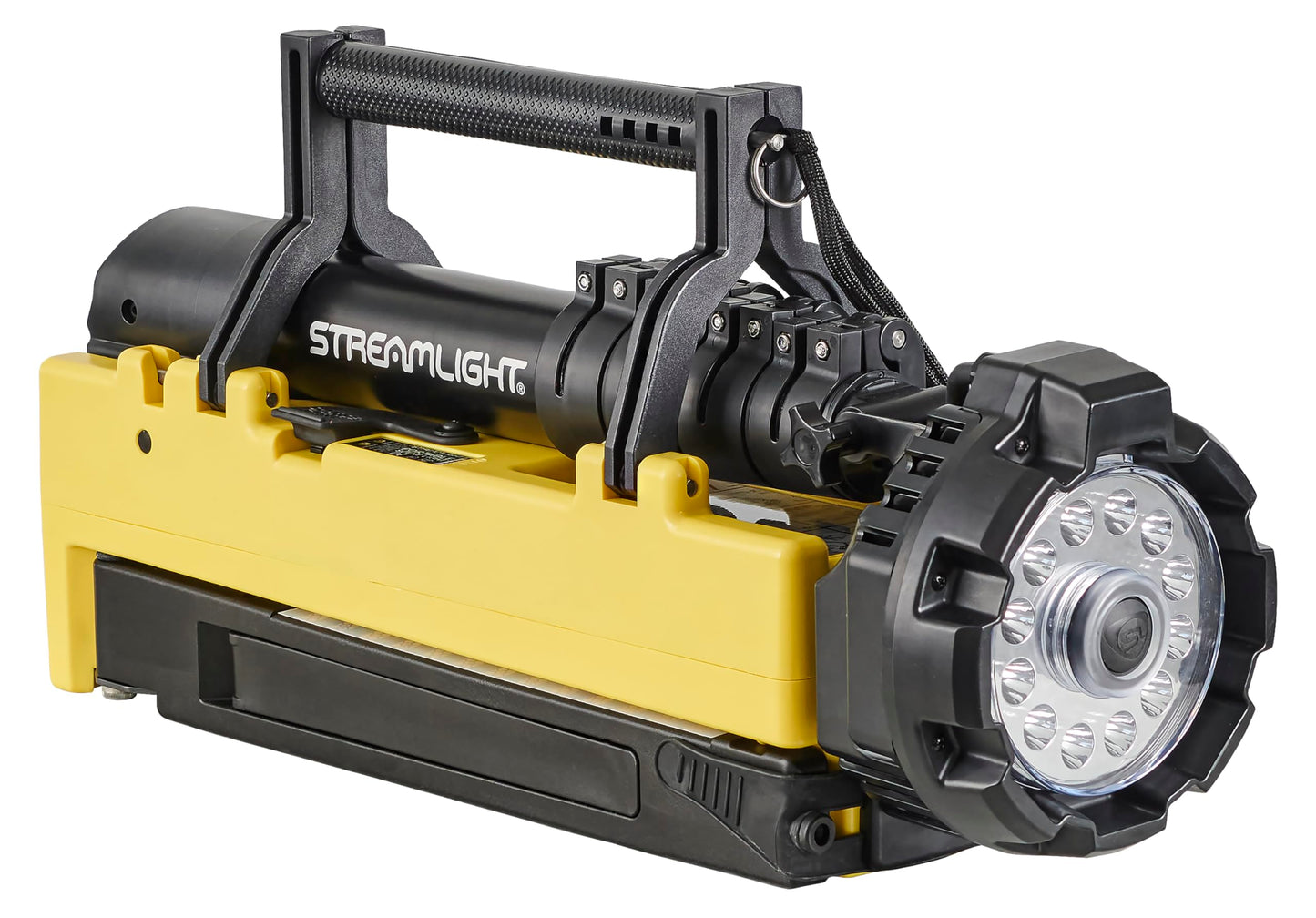 Streamlight 45670 Portable Scene Light 10,000-Lumen Portable and Collapsible Flood Light with Heavy-Duty Shoulder Strap, 120V AC Charger, 12V DC Cord and 6-Foot Extension Pole, Yellow