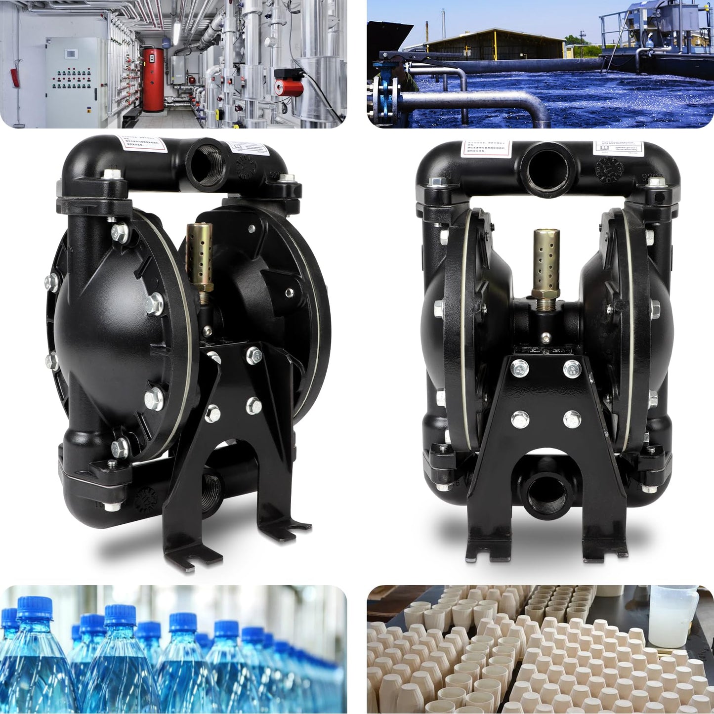 FAHKNS 35GPM 120PSI Air-Operated Double Diaphragm Pump QBY4-25L 1 Inlet Outlet Port For Environmental Protection Drainage Construction Petroleum Chemical Pharmaceutical Electric Power
