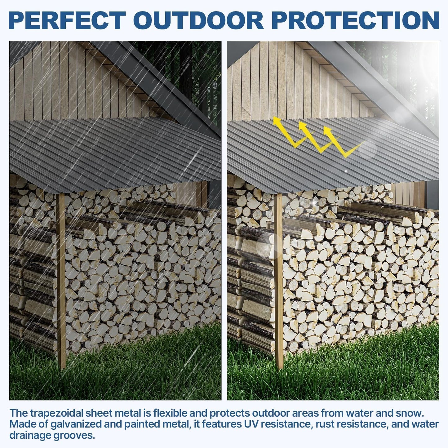 Noliven 10 Pack Corrugated Metal Roofing Panels, 6.1 ft Galvanized Steel Roof Sheets, 17.7 x 73.2 in, Approx. 90 sq.ft Total Panel Area, with Screws, for Sheds, Chicken Coops and Gazebos, Grey
