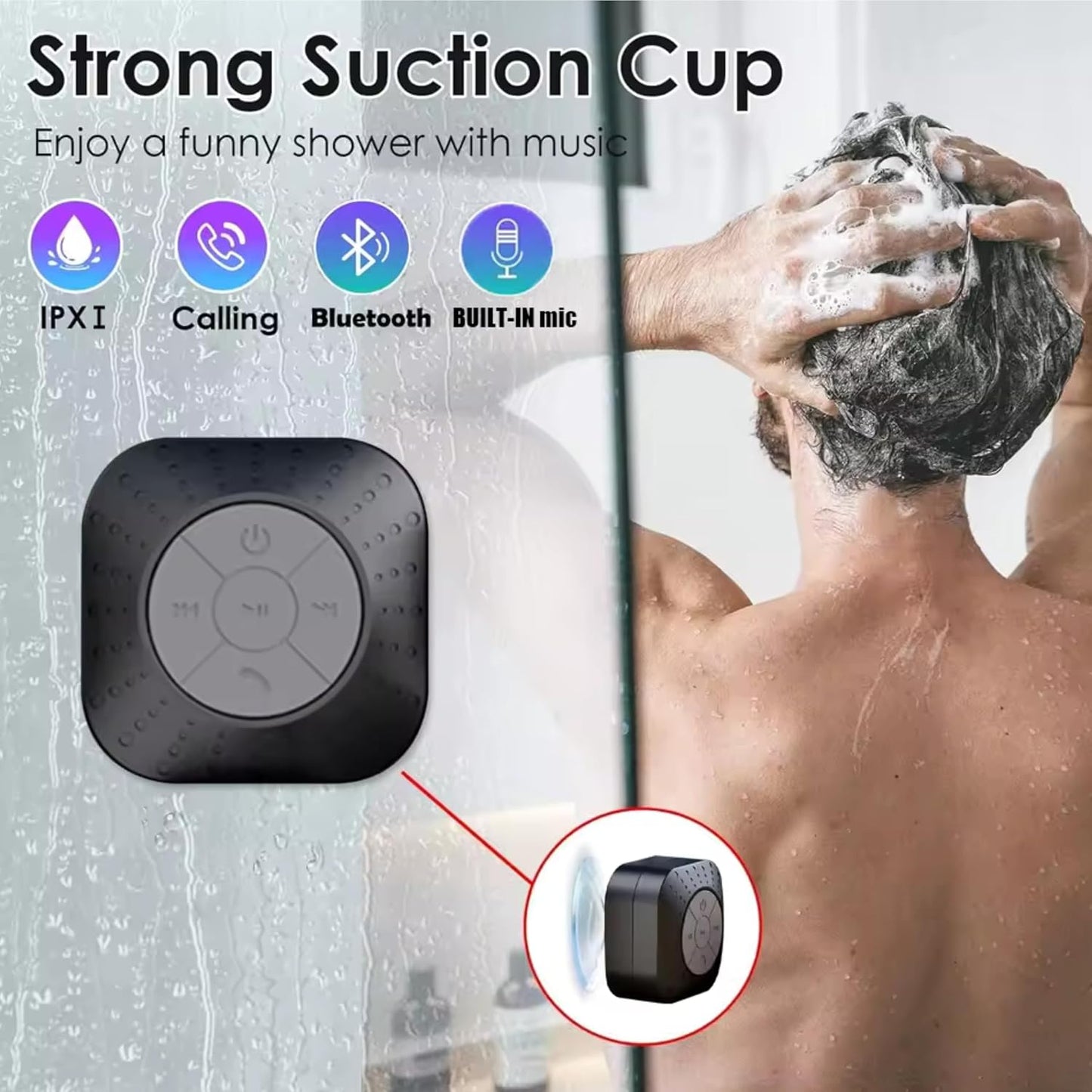 Elmocin Mini Bluetooth Shower Speakers, Portable Wireless Speaker with Suction Cup, Pairs Easily to Phones, Tablets