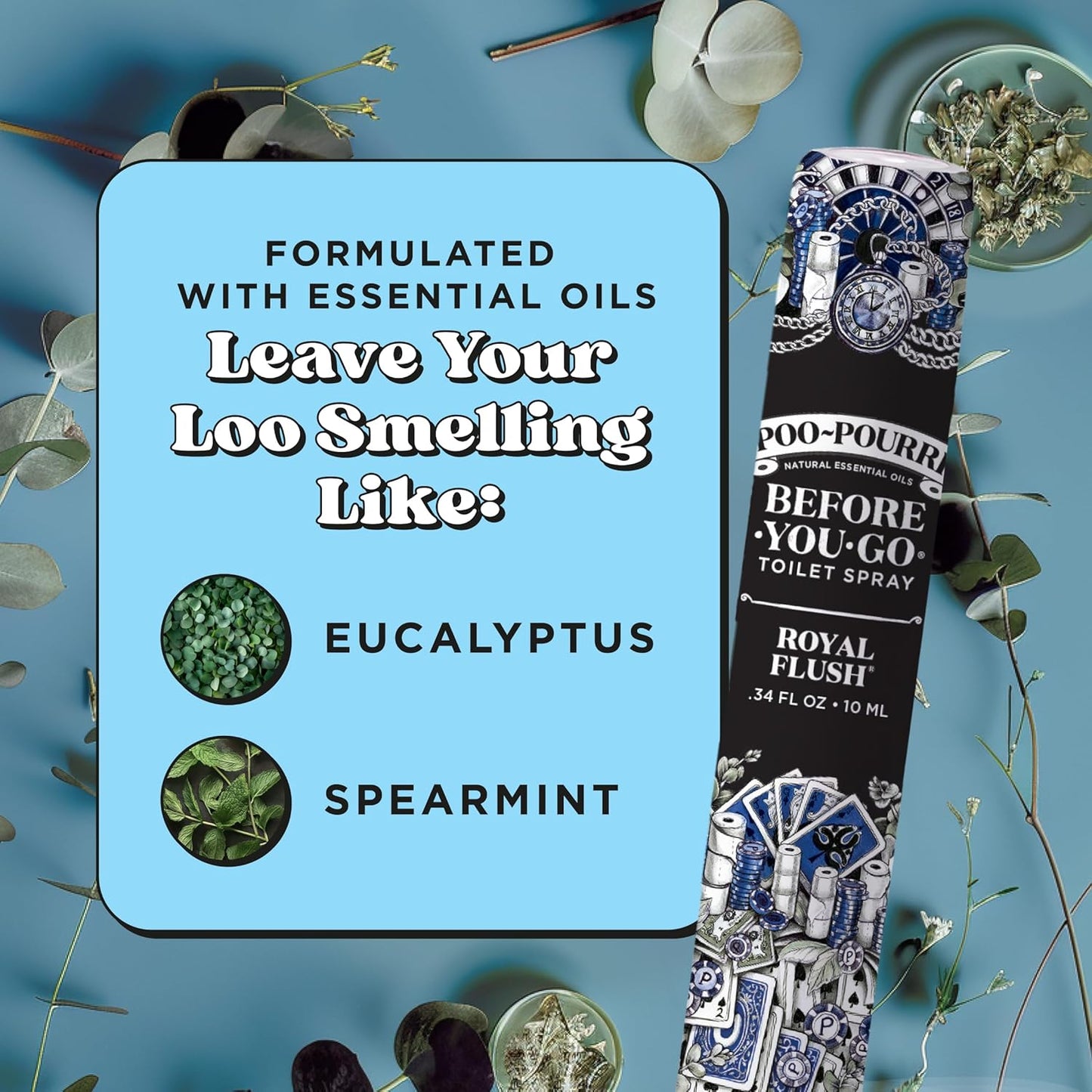 Poo-Pourri Before-You-Go Toilet Spray - Royal Flush Travel Size 10 mL | Eucalyptus & Spearmint Scent