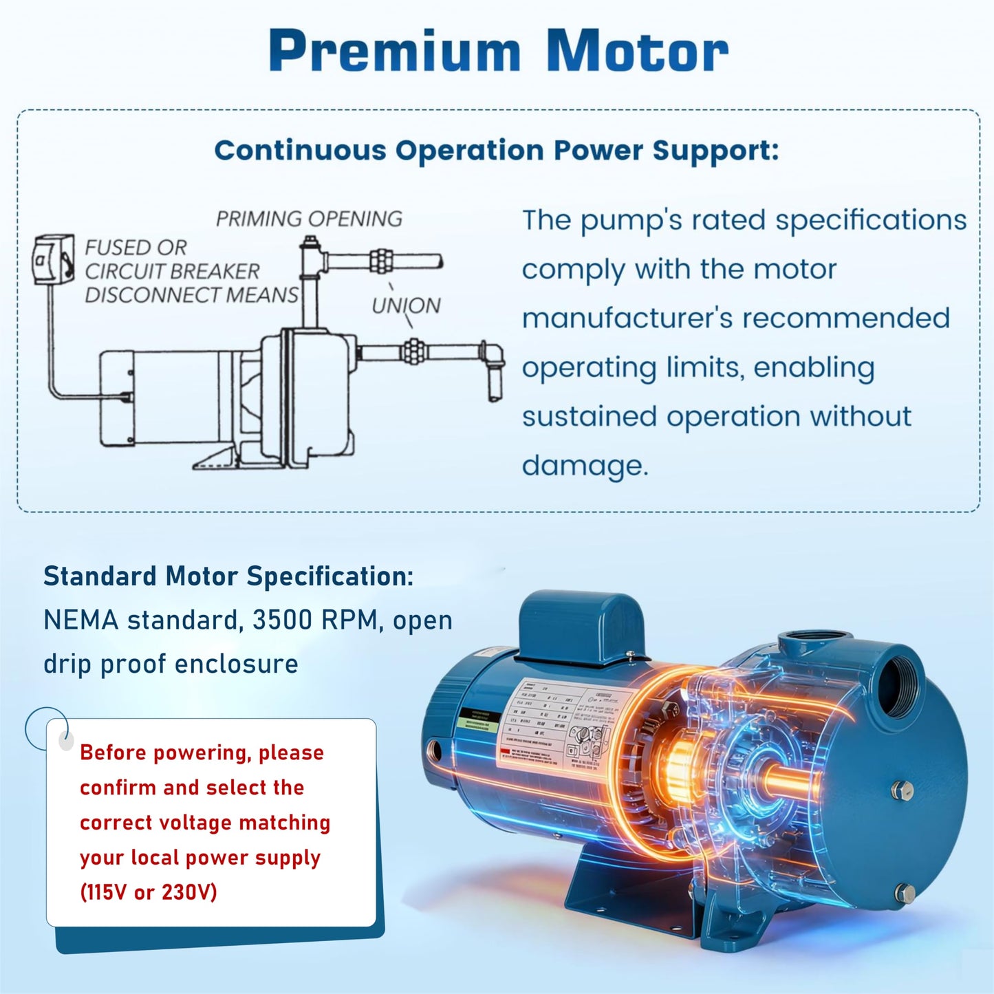 GT15 Self-Priming Single-Phase Centrifugal Pump,1.5hp,Single Phase Cast Iron Water Pump Fit With Corrosion-Resistant Housing,for Lawn Sprinkling, Irrigation,Water Transfer & Dewatering