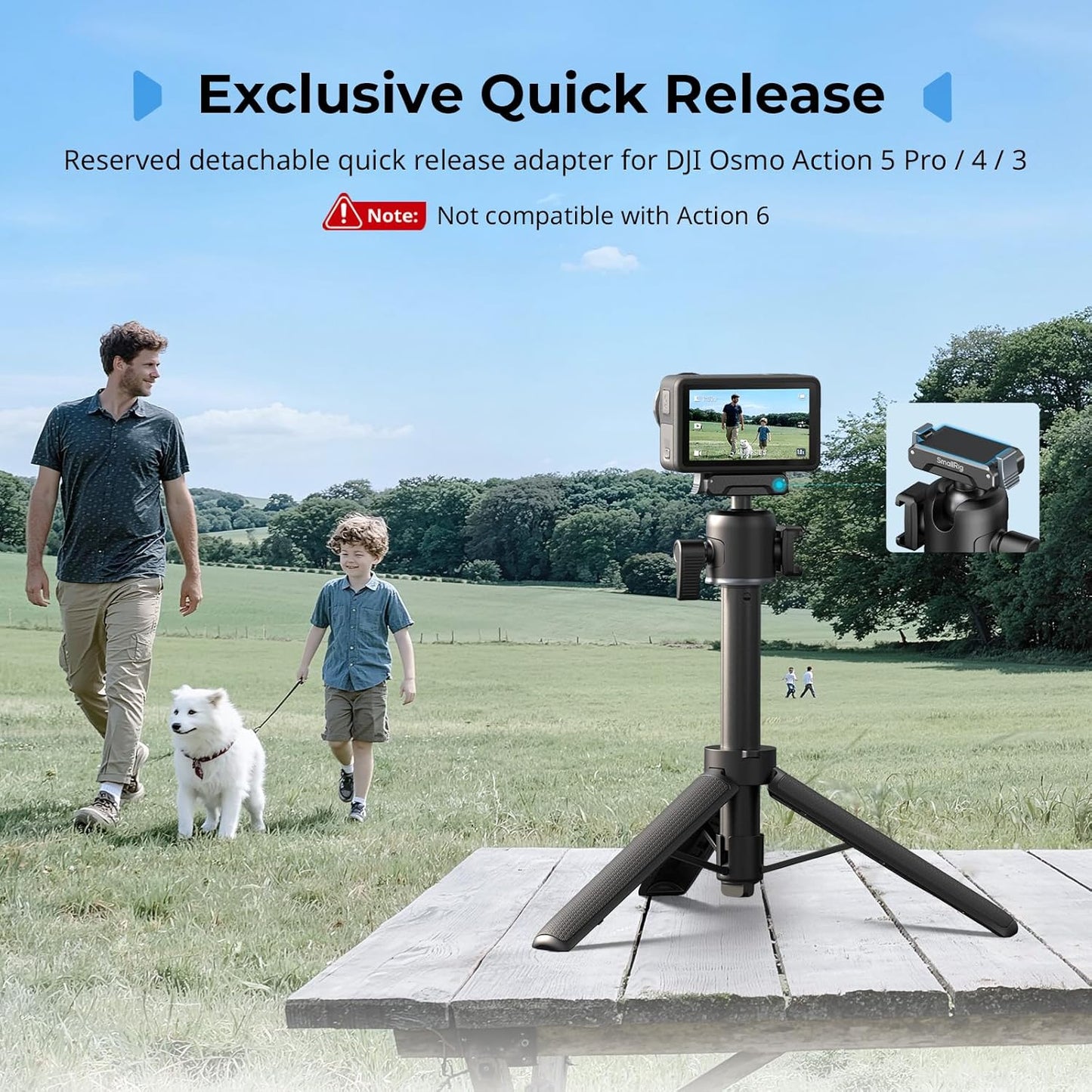 SMALLRIG 7.8-21.6in 360 5 Pro/4, 1/4-20" 13/12/11, 5435 Action Camera Selfie Stick Tripod, Extendable, Ball Head, Cold