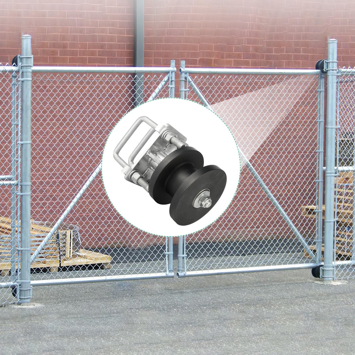 Wmebee 4 Pack Nylon Cantilever Rollers 2" Gate Frames, 4" Square Post Chain Link Fence Parts, Cantilevered Rail Fence Gate Kit