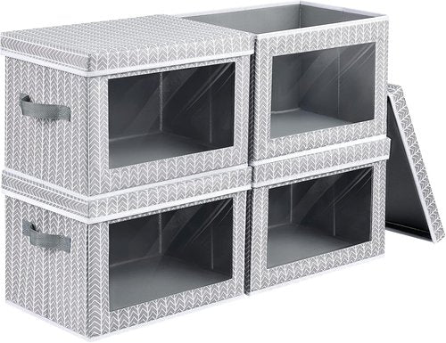 Homsorout Fabric Storage Bins - Collapsible Storage Cubes with Lids & Handles | 4-Pack Arrow Pattern