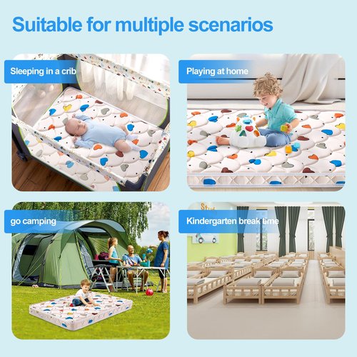 Feisaibaoly Pack and Play Mattress (38 “x26 ”x1.5),Skin Friendly Fabric, Soft, Breathable and Quiet, Provides Baby Friendly Support and Helps Healthy Spine Development,Pack and Play Topper.