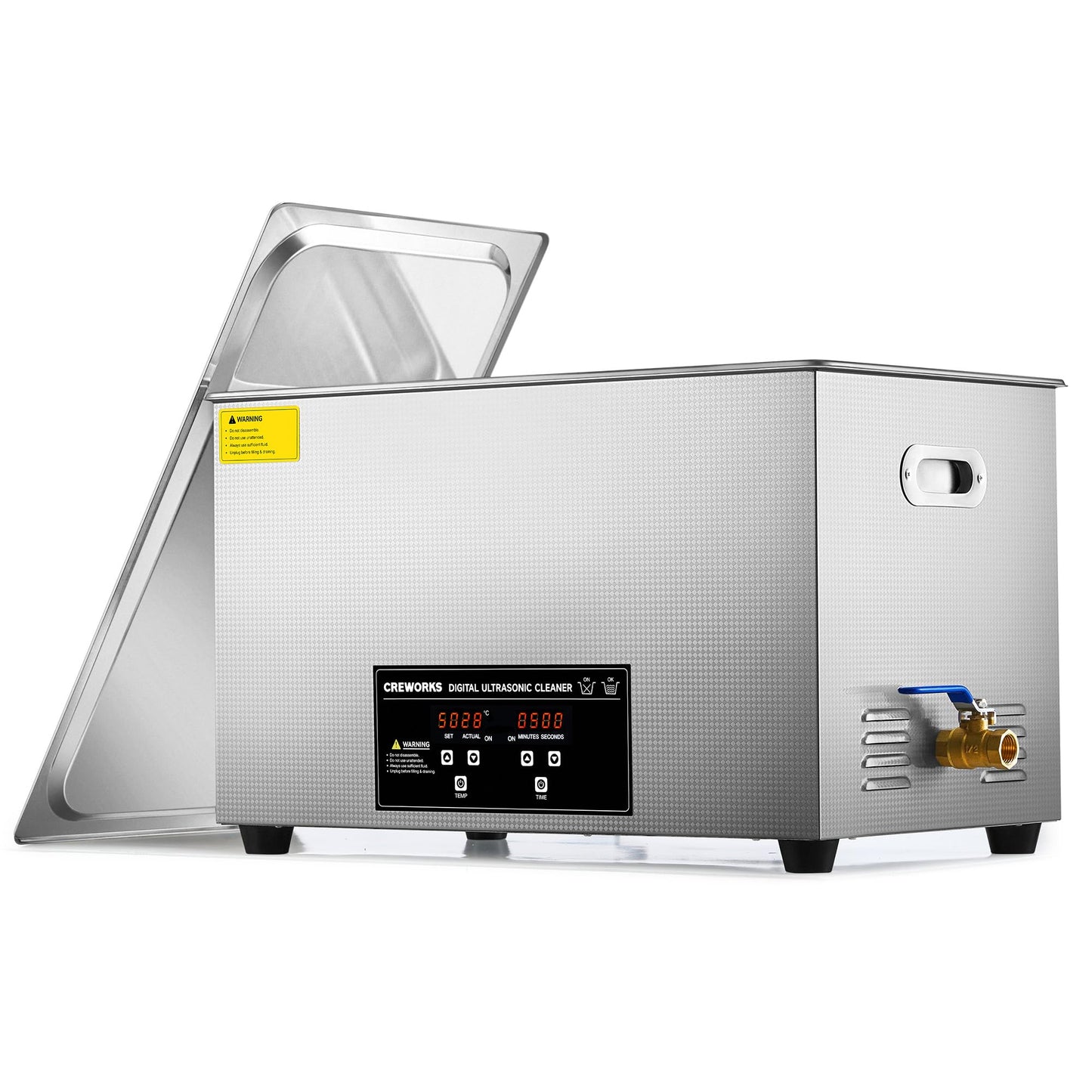 CREWORKS 30L Digital Ultrasonic Cleaning Machine with Heater and Timer, 600W Stainless Steel Ultrasonic Cleaner Machine, 7.9 gal Ultrasonic Parts Cleaner for Retainer Glasses Auto Tool Machine Part