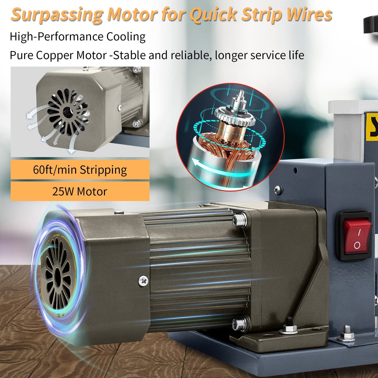 SENDUO Automatic Wire Stripper Machine,25W 0.04" - 0.79" Electric Wire Stripping Machine,with Free Replacement Blades,Portable cable stripper for Scrap Copper Wire Cable Recycling