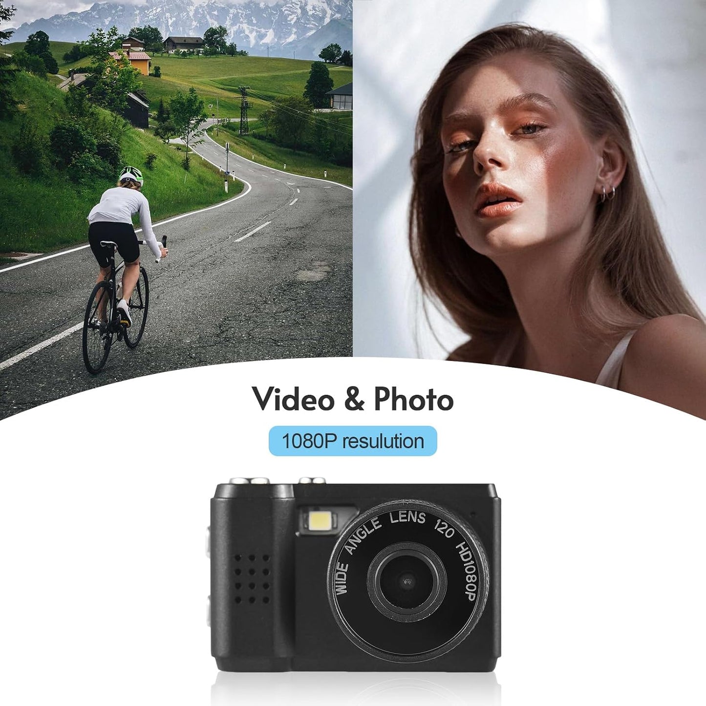 Andoer 1080P Mini Digital Video Camera Camcorder Built-in Battery with LCD Screen Flash for Photo Video, Black
