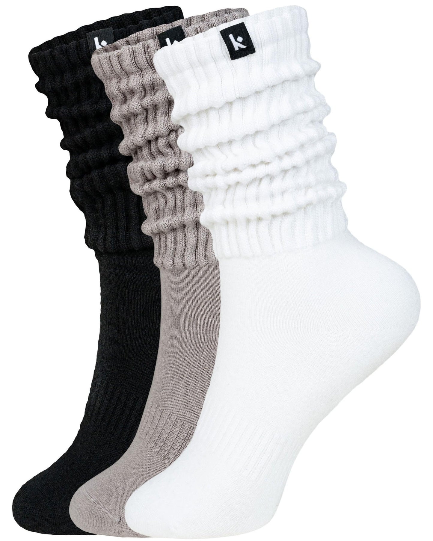 Kamo Fitness Cozy Womens Socks 3-Pair Pack - Scrunch Long Crew for Women, Soft & Breathable Boot and Slouch, Size 5-9 (Mixed, One Size)