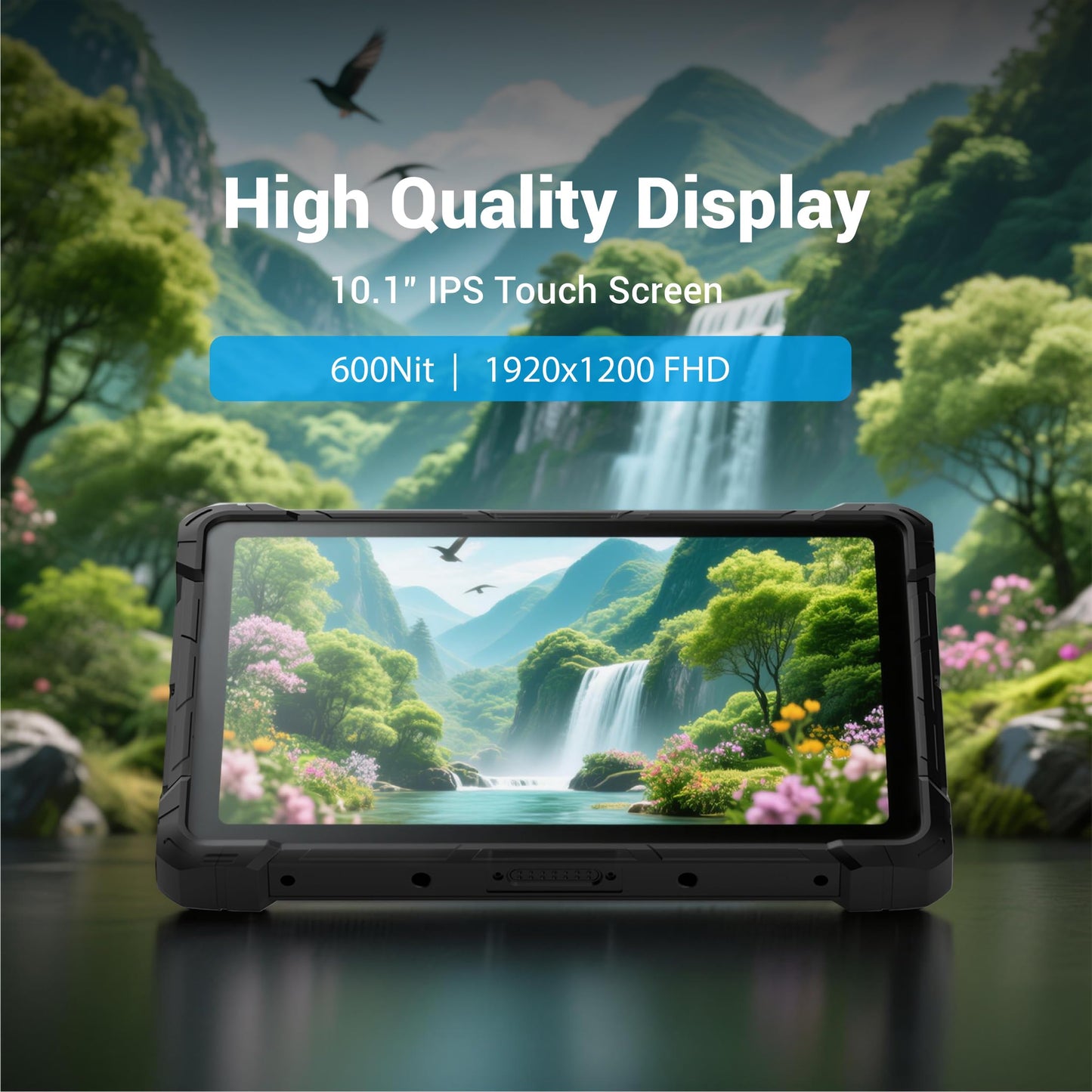HEIGAOLA 10.1 inch Rugged Windows Tablet, Celeron Quad-Core 8GB RAM 128GB SSD,IP67 Waterproof & Dustproof Tablet PC,1920x1200 FHD, 8000mAh/7.6V, WiFi 5,HDMI, for Industrial Outdoor Field Service