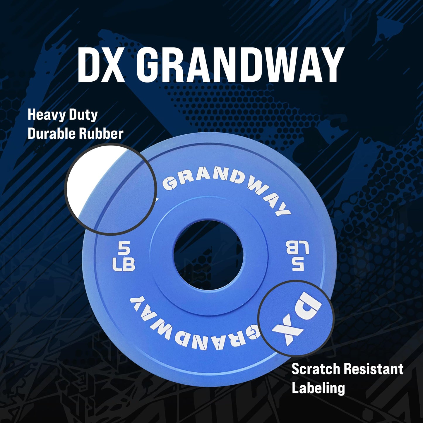 [5LB Pair] DX Grandway Fitness Change Plates 1.25LB 2.5LB 5LB Pairs Support Plates Olympic Plates for Weight Lifting Bumper Weight Plates Steel Rubber Strength Training Weight Plates