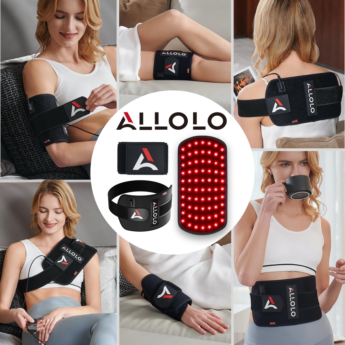ALLOLO Red Light Therapy for Body, 3 in 1 LEDs Red Light Therapy Belt with Timer Remote Control, 660nm 850nm Infrared Light Therapy Pad for Body Waist Shoulder Knee, 12.6" x 6.3" Large Area
