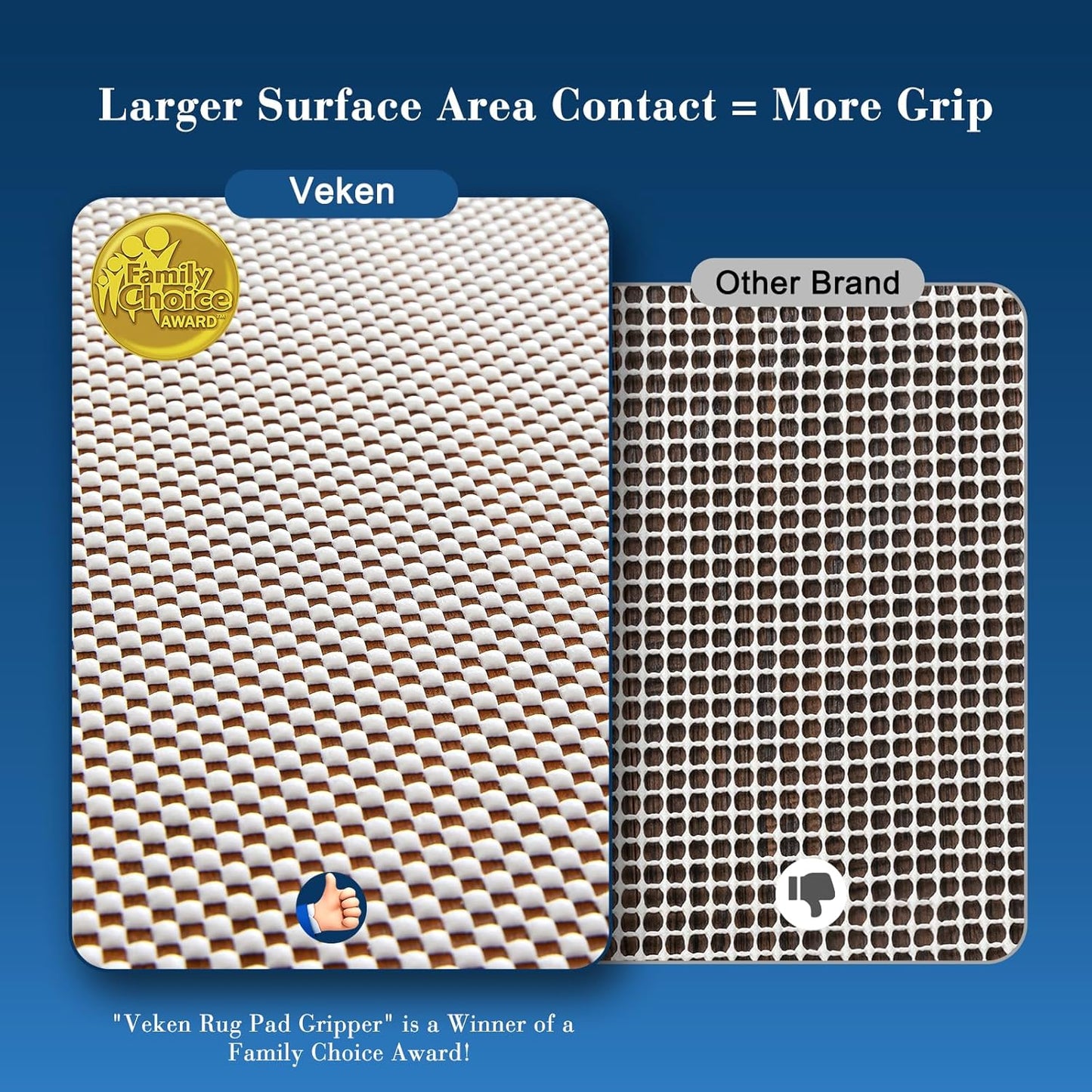 Veken 8 Ft Round Rug Pad - Non-Slip Gripper for Hardwood & Tile Floors | Thick Anti-Skid Mat