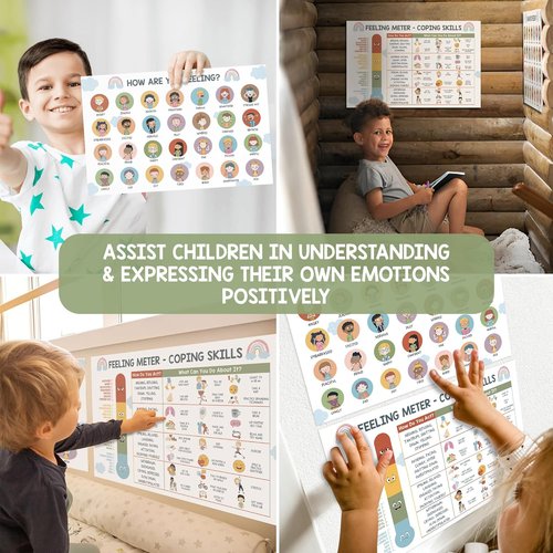 Feelings Chart for Kids | Coping Skills Emotions Poster - Calm Down Corner Decor - Mental Health Resource