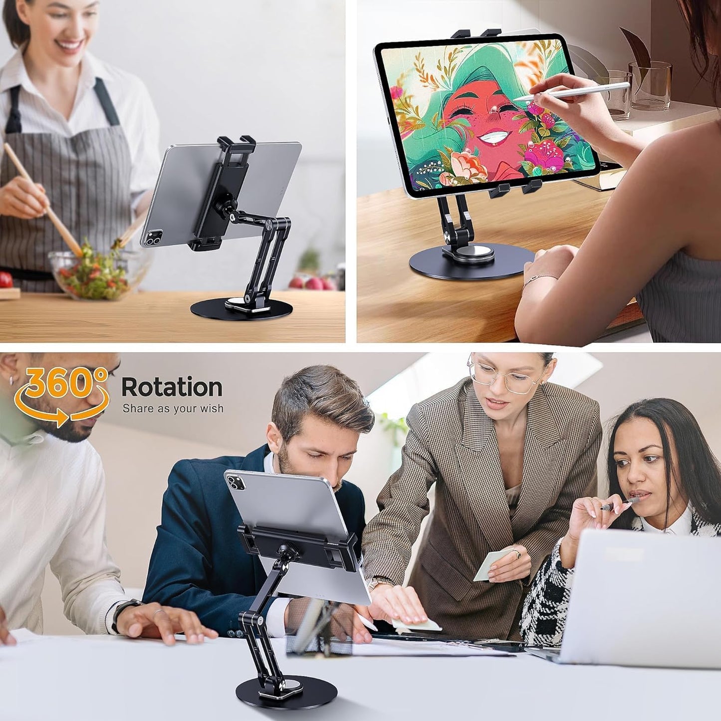 Bimo 15.6'',16'',360Rotate 4.7''-16'' Tablet Stand Holder for ipad,Portable Monitor Stand Holder for Base