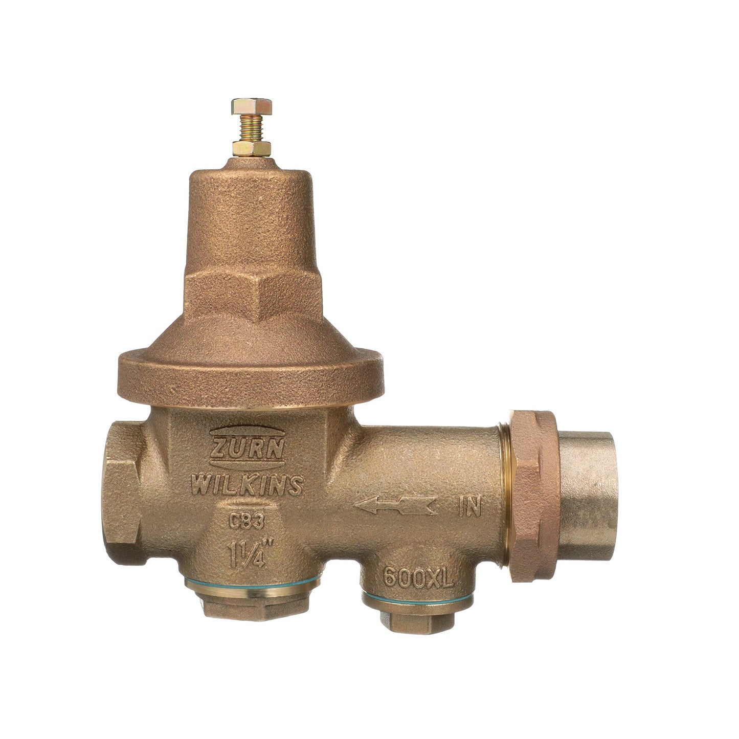 Zurn Wilkins 114-600XLHR 1-1/4" 600XL Pressure Reducing Valve with spring range from 10 PSI to 125 PSI, factory set at 50 PSI