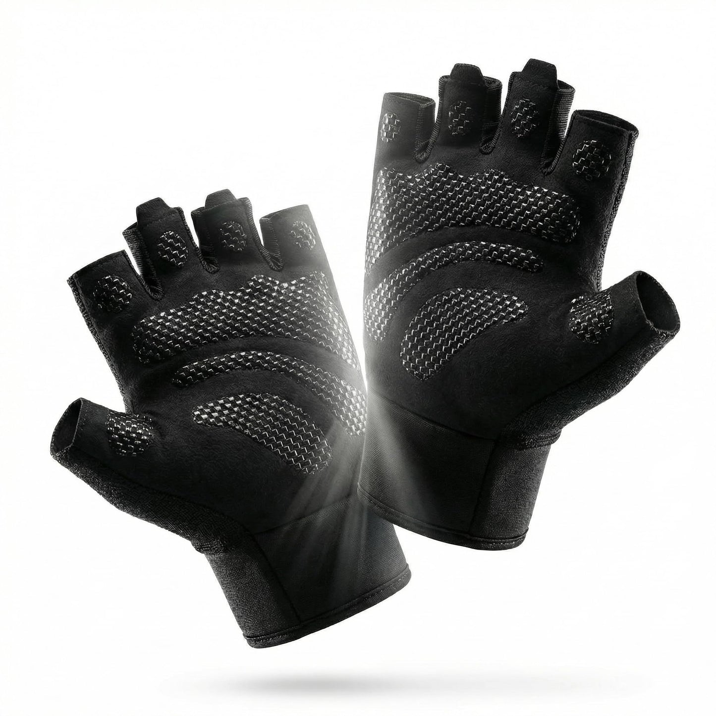 sunnex Gym Gloves for Men & Women - Breathable Weight Lifting Gloves with High-Grip Silicone Padding, Fingerless Workout Gloves for Cycling, Rowing, Pull Ups & Strength Training (Black, Small)