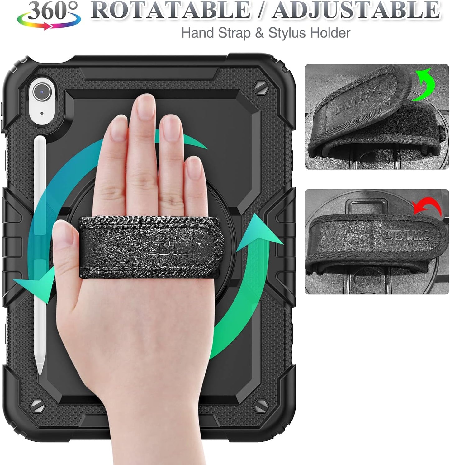 SEYMAC stock (A16) 11th/10th 11''/10.9'' 2025/2022, &360 Case for iPad Generation Full-Body Drop Protection Case