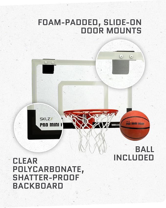 SKLZ Pro Mini Indoor Basketball Hoop - Over The Door ??Portable - Great For Home, Dorms, Offices, and Gifts