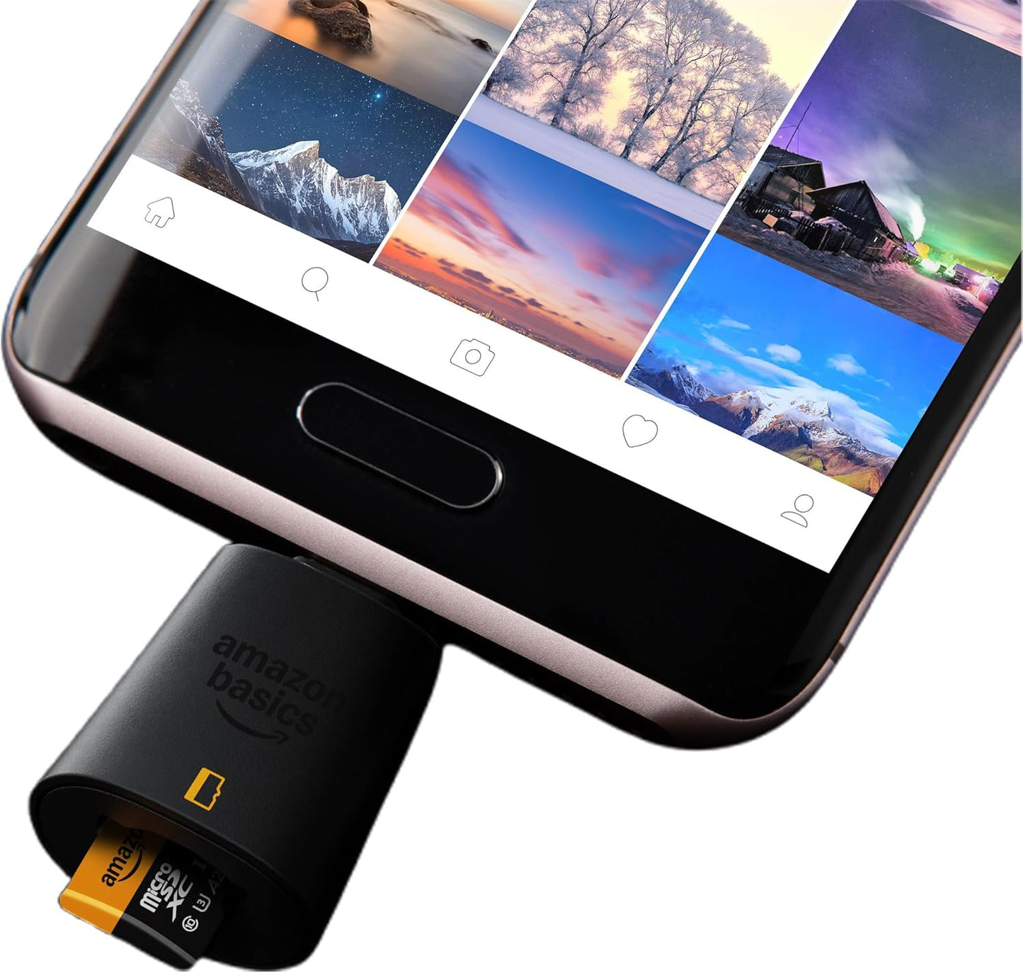 Amazon Basics 3.0, 200MB/s, Micro SD Card Reader USB-C High Speed Data Transfer up to Compatible with Smartphones