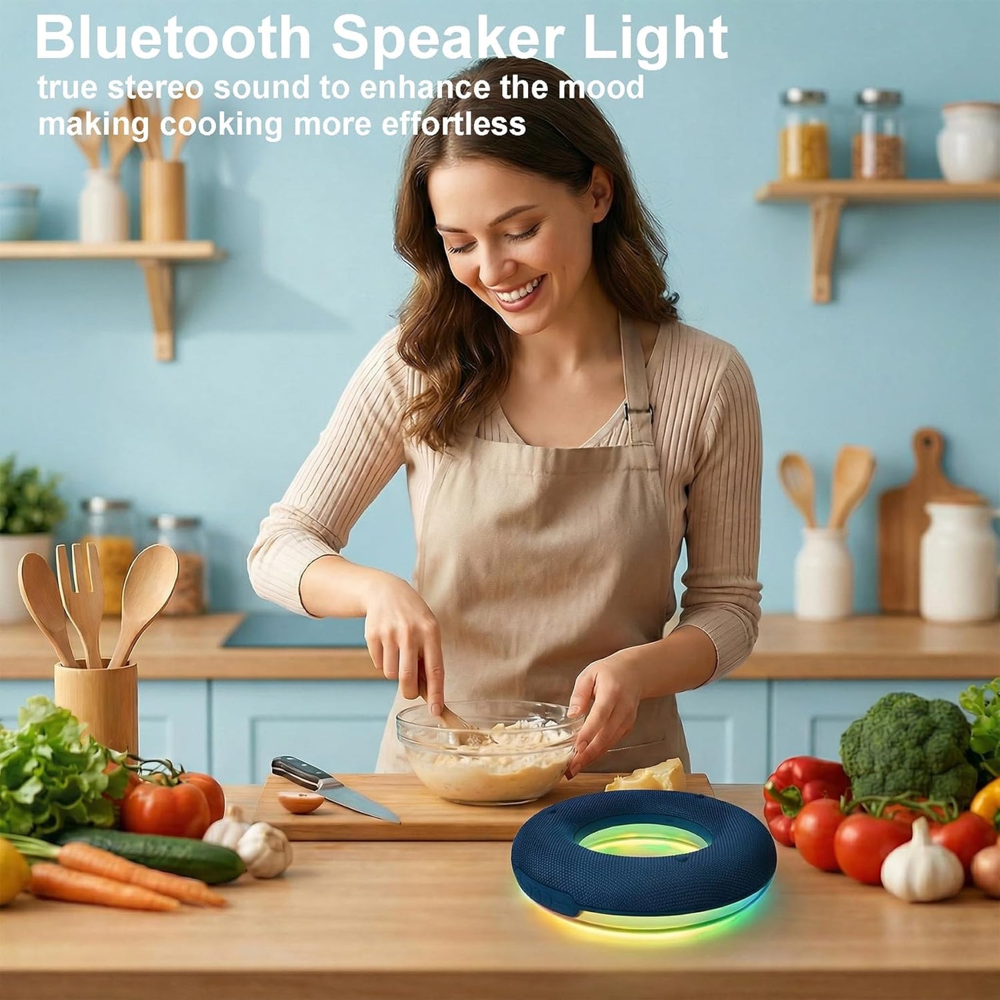 RUQQLA MP3 Bluetooth Speaker, Bluetooth Lamp, LED Table Lamp, Wireless Portable Speakers, Player, Built-in Mic, TWS