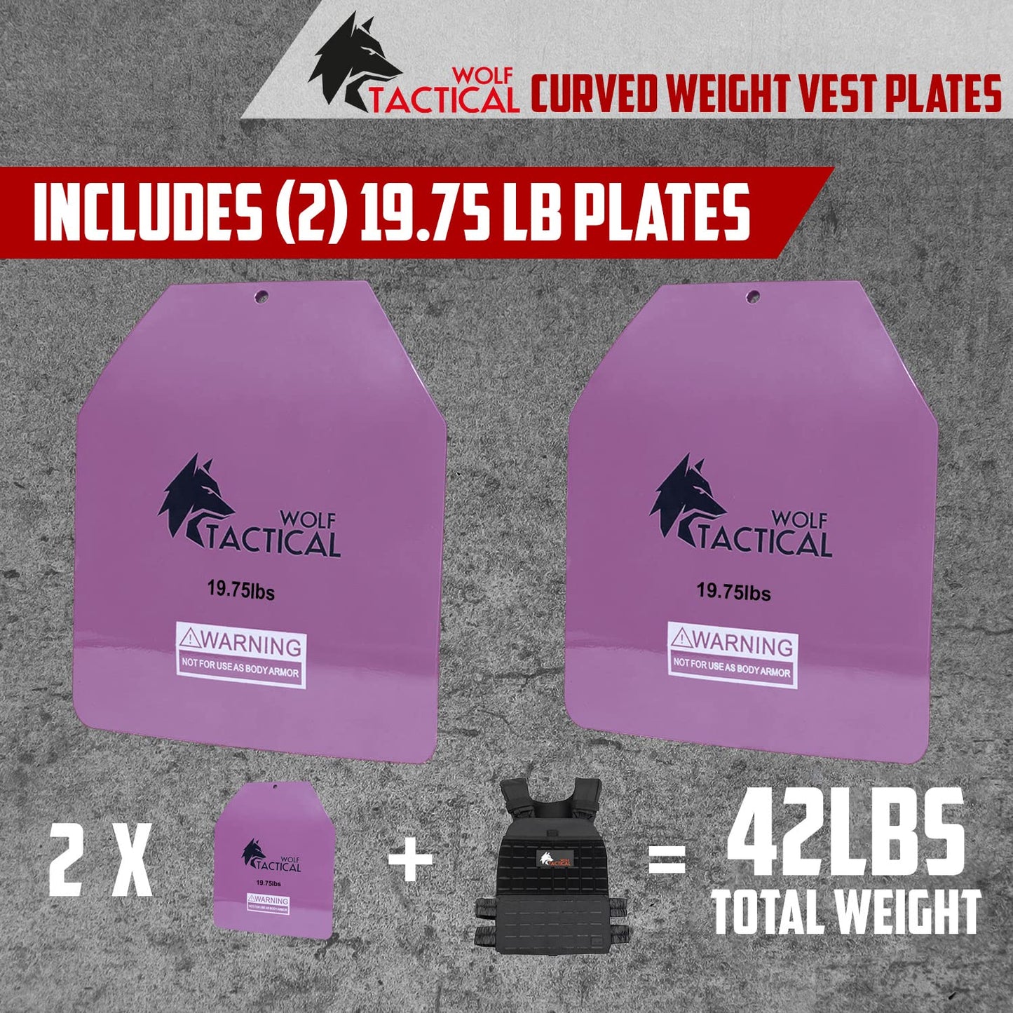 WOLF TACTICAL Curved Weight Vest Plates – 5.75/8.75/14.5LB Pairs – Contoured Ergonomic Fit – WODs, Strength Training, Running, Heavy Workouts